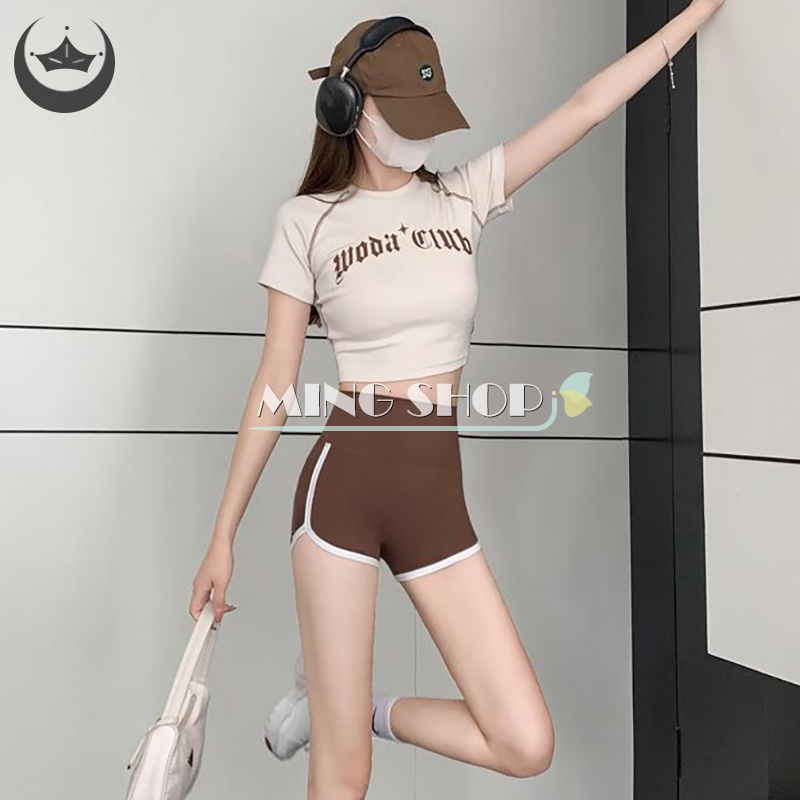 Ming Quần Short Lưng Cao Bó Hông Tập Yoga Mùa Hè Cho Nữ