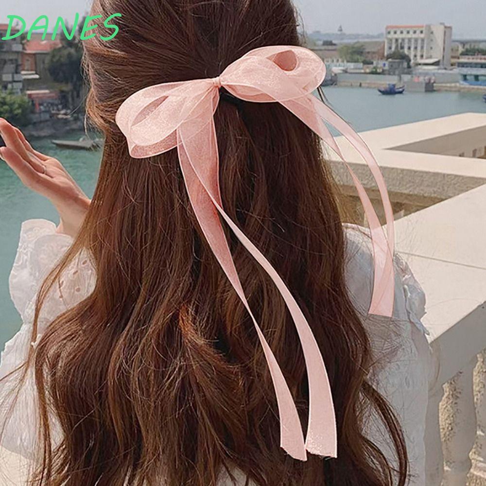 DANES Dây Cột Tóc Vải Organza Hình Nơ Đáng Yêu Ngọt Ngào Cho Nữ