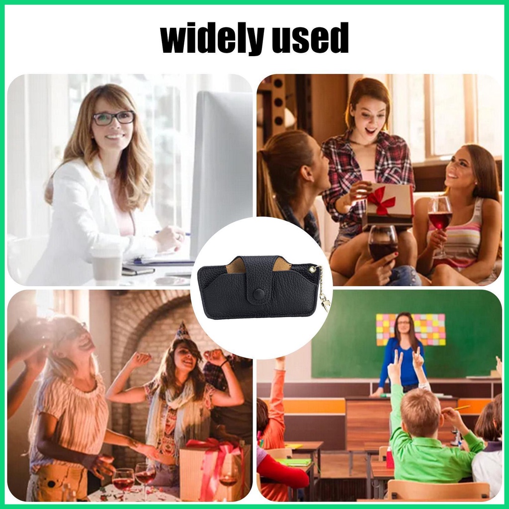 Hộp Đựng Mắt Kính Bằng Da Bò Mỏng Nhẹ Kèm Dây Đeo Sợi Xích Thời Trang Sang Trọng Cho Nữ