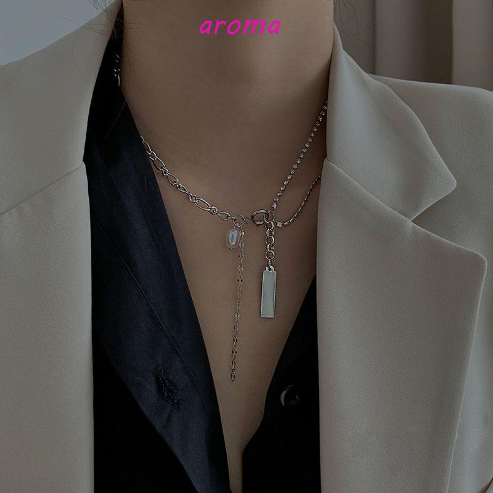 AROMA Vòng cổ Đính Đá Thiết Kế Đơn Giản Thời Trang Cho Nữ