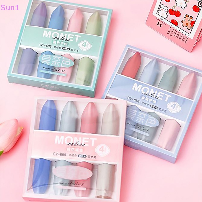 Set 4 Bút Đánh Dấu Sổ Tay Sức Chứa Lớn Màu Sắc Ngọt Ngào