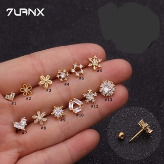 7uanX 1 Đôi Bông Tai Hình Hoa Tuyết, Trái Tim Rỗng, 20Gauge