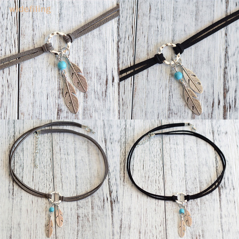 Vòng Cổ Choker Mặt Lông Vũ Phong Cách Bohemian Thời Trang