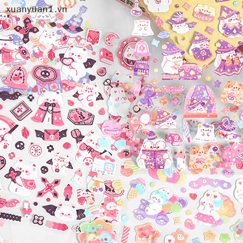 1 Tấm Hình Dán Động Vật Hoạt Hình Lấp Lánh Trang Trí Sổ Tay DIY