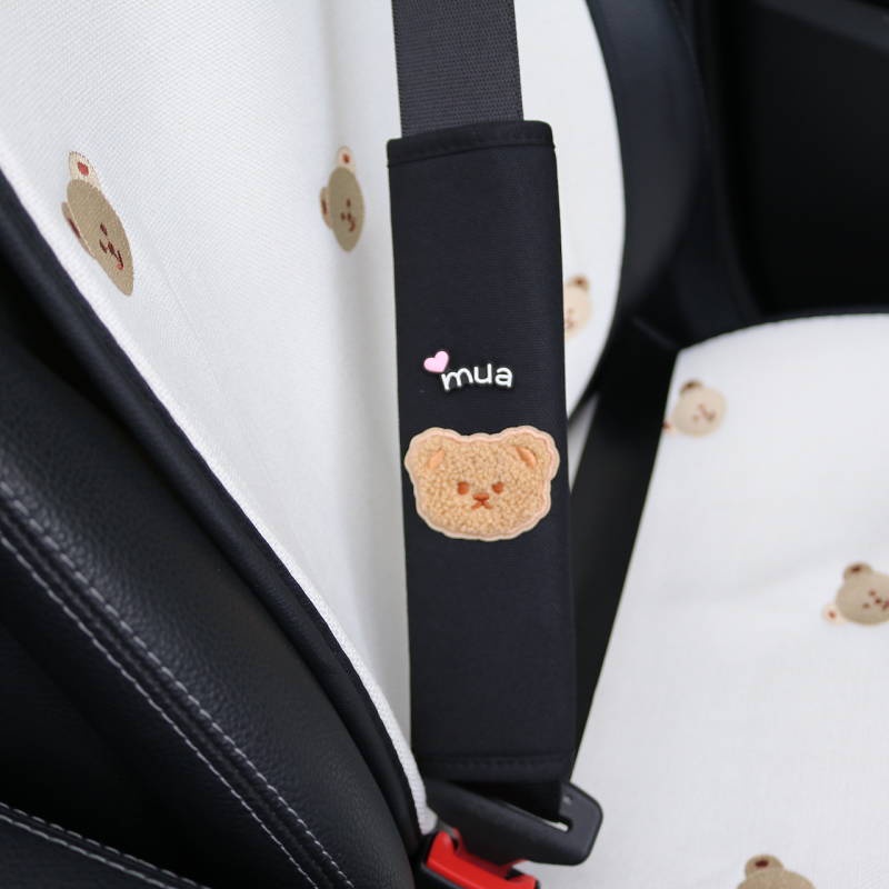 Car Safety Belt Shoulder Pad Ice Silk Cute Bear Safety Belt Protective Case Lengthened inside the Car Top Decoration Female gXEV