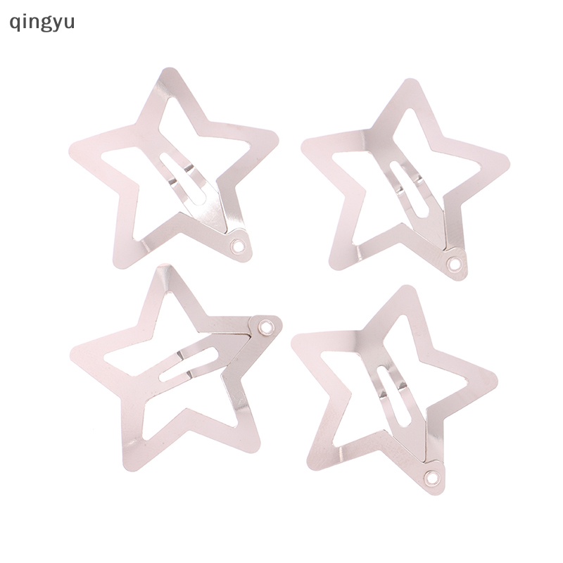 Bộ 4 Kẹp Tóc Hình Ngôi Sao Màu Sắc Bạc Thiết Kế Tối Giản Cho Nữ