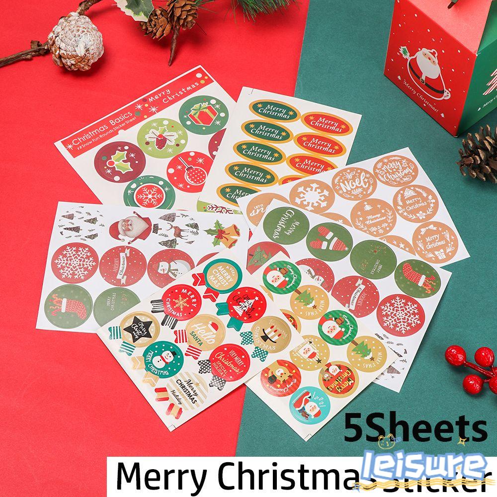 LEISURE Set 5 Tờ Giấy Dán Trang Trí Bánh Kẹo Giáng Sinh Tự Dính