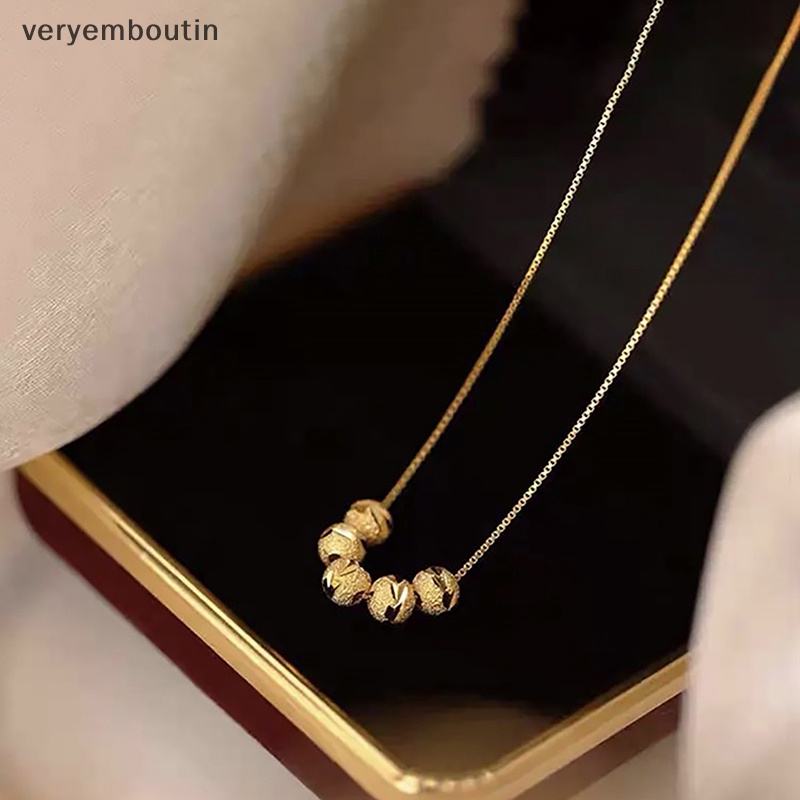 Vòng cổ Chuỗi Hạt Màu Vàng Đơn Giản Phong Cách Hàn Quốc Thời Trang Cho Nữ