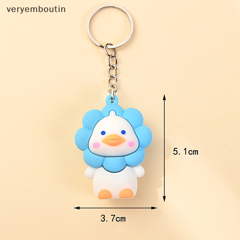 Móc Khóa Gắn Búp Bê Vịt Và Hoa Hướng Dương Dễ Thương Thời Trang Cho Cặp Đôi