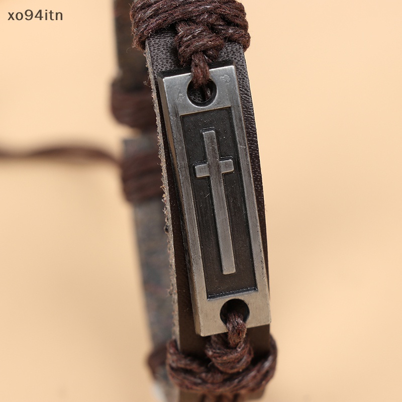 Vòng Tay Da Mặt Thánh Giá Phong Cách Vintage Cho Nam Và Nữ