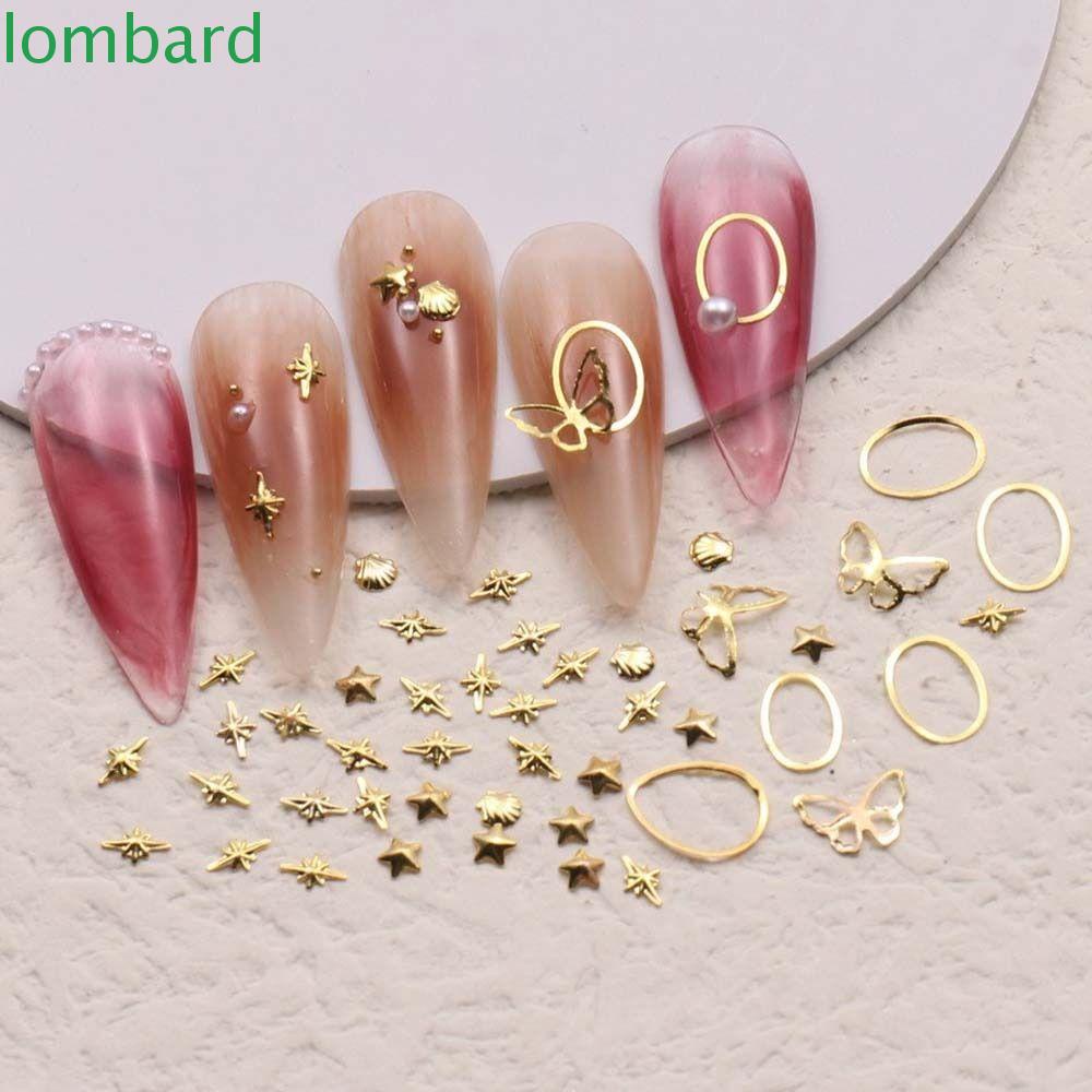 LOMBARD Phụ Kiện Trang Trí Móng Tay Nghệ Thuật Hình Nơ Bằng Kim Loại