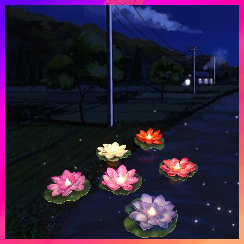Set 6 Đèn LED Nổi Hình Hoa Sen Nhiều Màu Sắc Trang Trí Sân Vườn