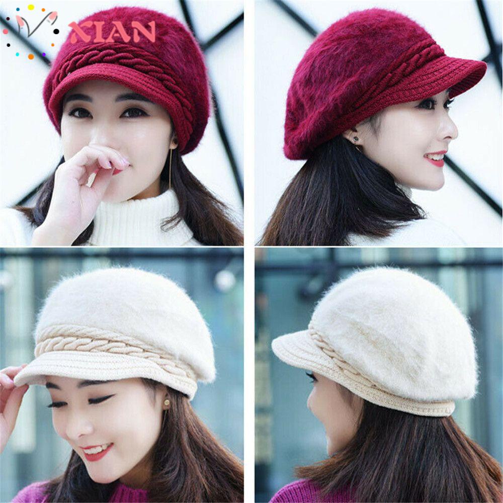 XIANTIN Mũ Beret Dệt Kim Giữ Ấm Mùa Đông Kiểu Dáng Đơn Giản Thời Trang