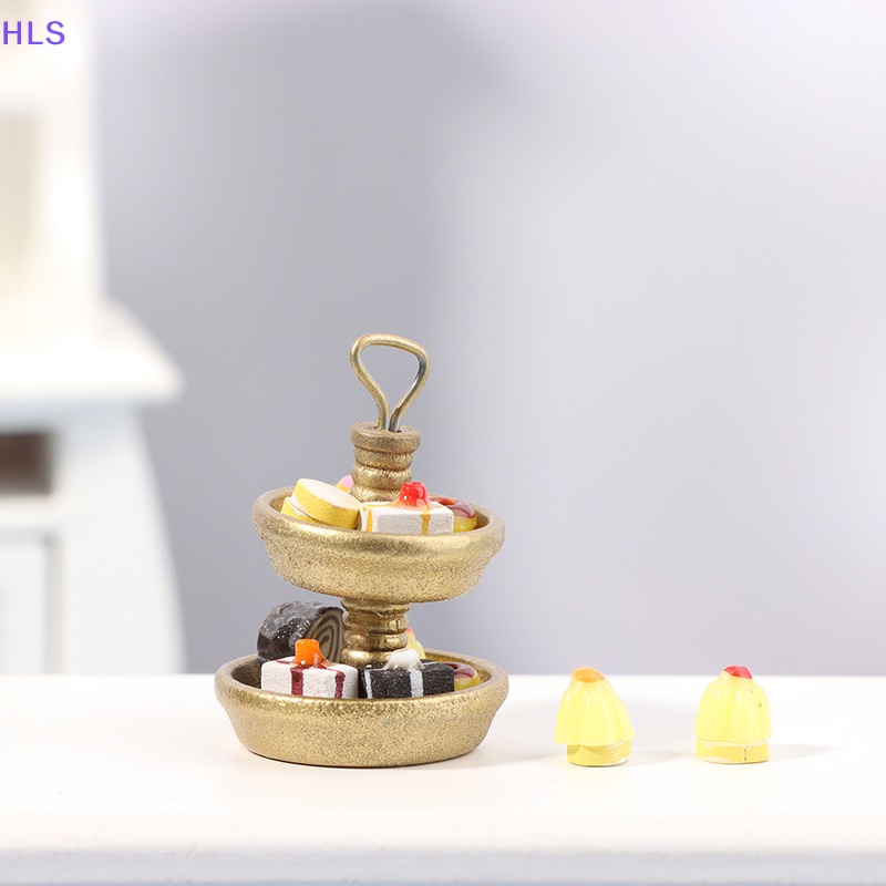 Khay Đựng Bánh Tráng Miệng Hai Tầng Trang Trí Nhà Búp Bê 1: 12