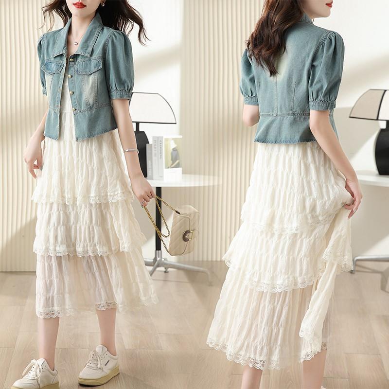 Set Đầm Denim Hai Dây Thiết Kế Mới Thời Trang Mùa Hè 2023 Dành Cho Nữ