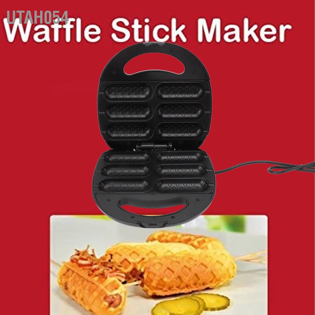 Utah054 HTM1 Máy Làm Bánh Waffle Bắp Chó Nóng Hai Mặt Xúc Xích Chân Vịt Chống Dính Phích Cắm Châu Âu 220V 750W