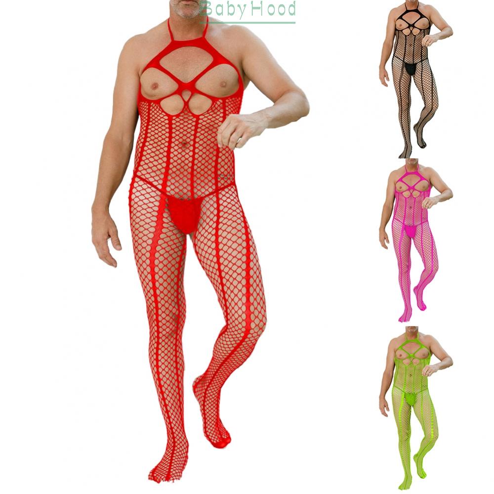 Mens Sissy Mesh See Through Body Stockings Pantyhose Bodysuit Underwear Jumpsuit#BBHOOD