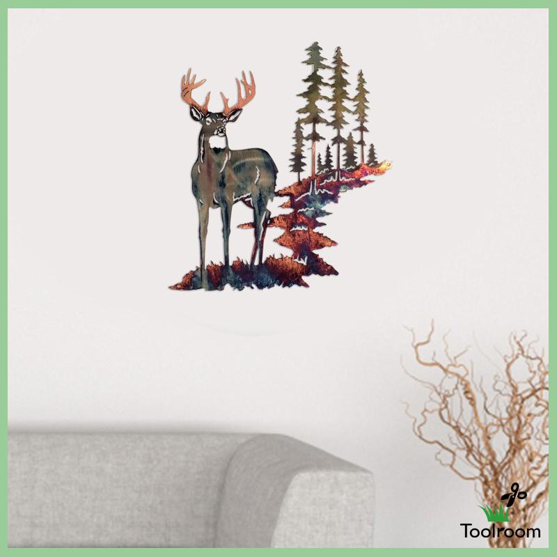 Tranh Treo Tường Trang Trí Nội Thất Hình Nai Bằng Kim Loại