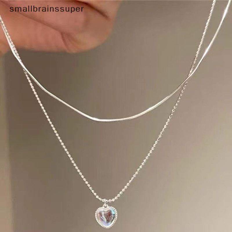 Vòng cổ Hai Lớp Mặt Hình Trái Tim Đính Hạt Đậu May Mắn Phong Cách Hàn Quốc Cho Nữ SBS