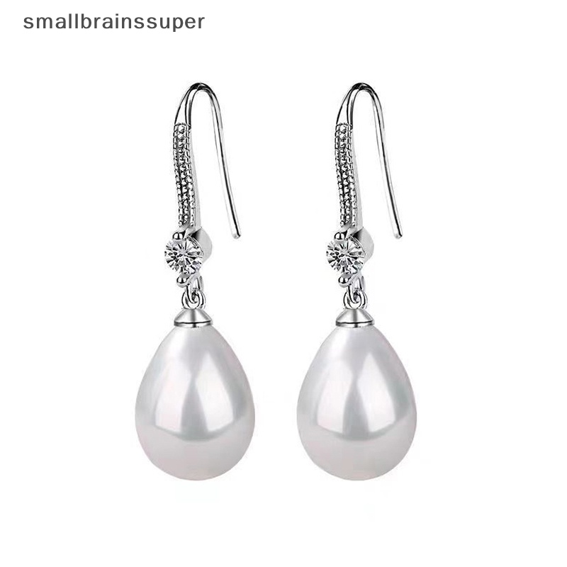 1 Cặp Bông Tai Đính Ngọc Trai Giả Hình Giọt Nước Màu Bạc Thời Trang Cho Nữ SBS