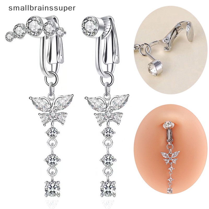 Smallbrainssuper Khuyên Rốn Giả Kẹp Rốn Hình Bướm Đính Đá Zircon SBS