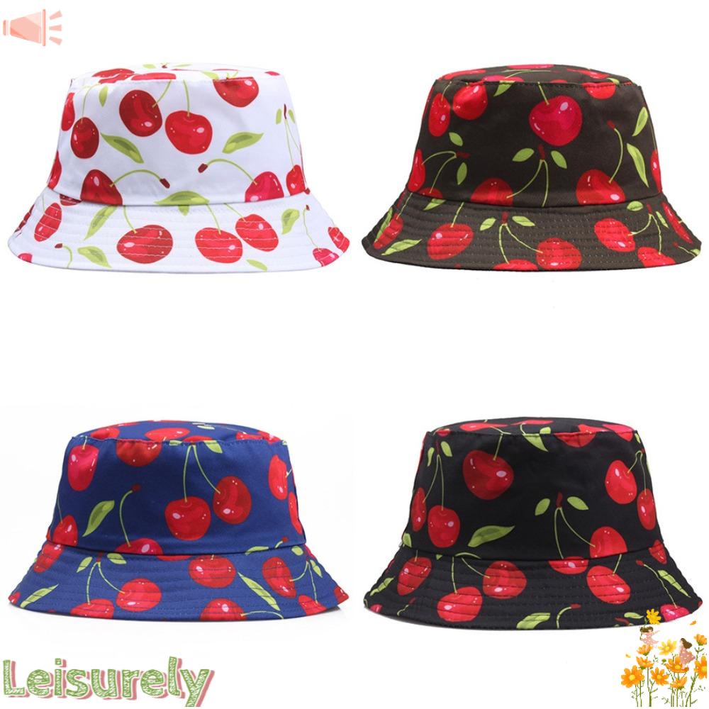 LEILY Mũ Tai Bèo Chống Nắng Hai Mặt Bằng Tre In Họa Tiết Trái Cây Plus Size Cho Hoạt Động Ngoài Trời