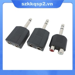 Đầu nối âm thanh Mono Stereo 6.35mm 6.5mm 1 / 4 "Jack đực sang 6.35 6.5 nữ RCA Y Splitter Bộ chuyển đổi micrô Tai nghe