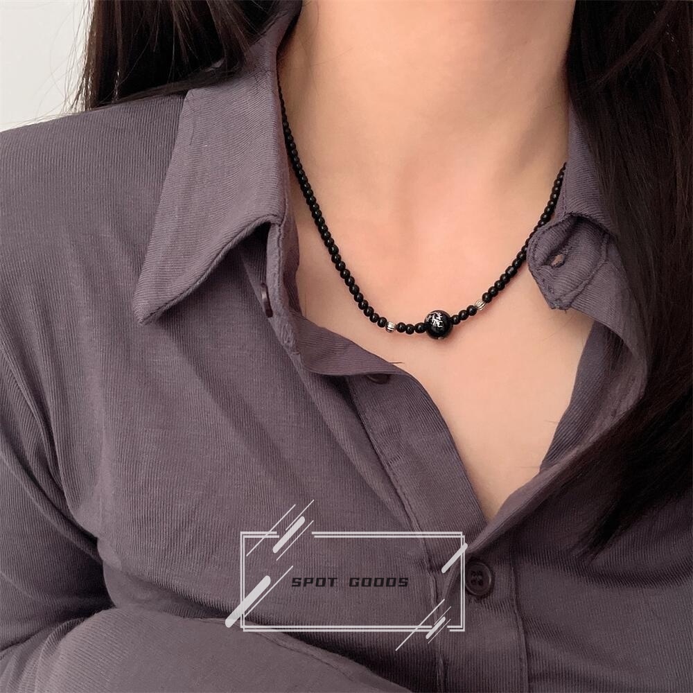 Vòng Cổ Mã Não Đen Thủ Công Phong Cách Cổ Điển Chất Lượng Cao