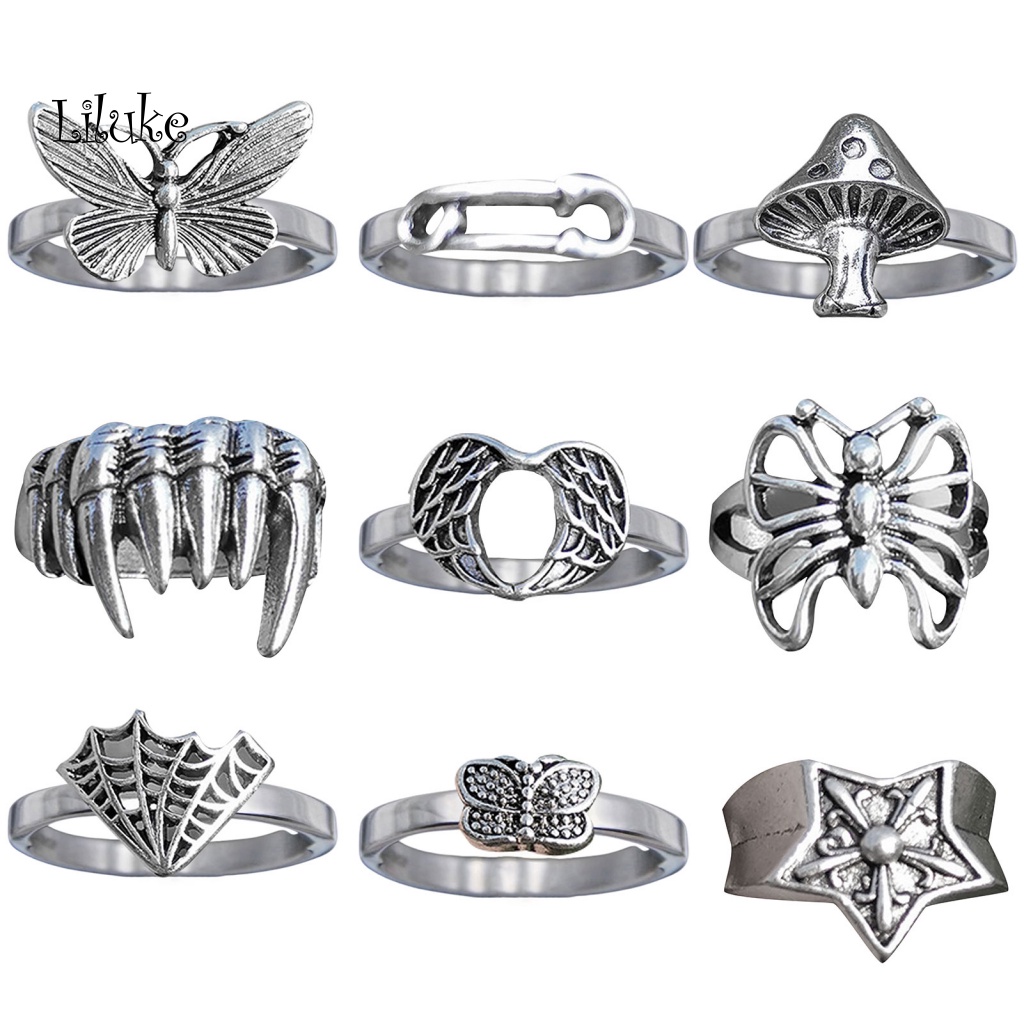 Nhẫn Bạc Họa Tiết Bộ Xương Phong Cách Châu Âu Cổ Điển Thời Trang Cho Nữ