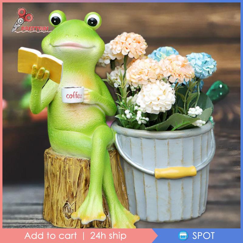 Chậu Hoa Nhỏ Bằng Resin Hình Chú Ếch Đáng Yêu Trang Trí Phòng Khách