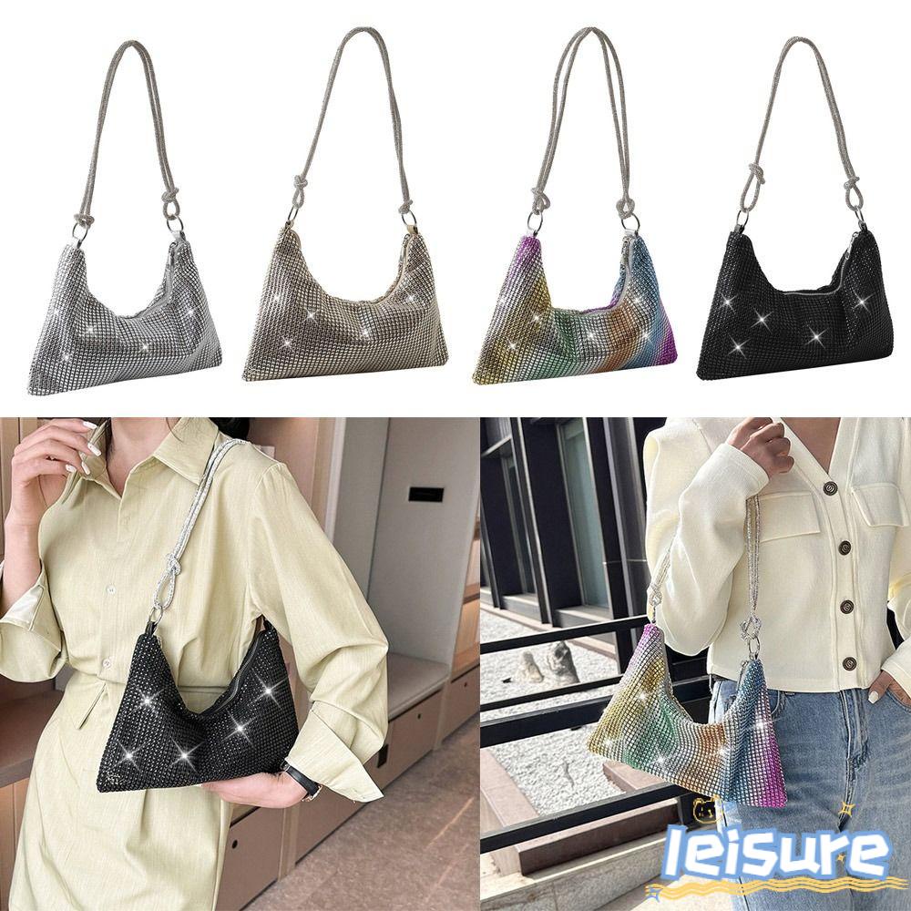 LEISURE Ví Cầm Tay Đính Kim Cương Giả Lấp Lánh Sang Trọng Cho Nữ