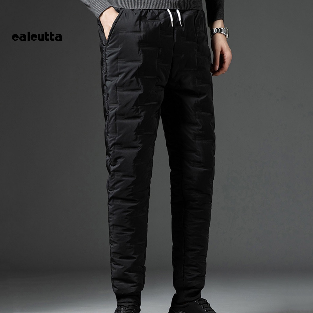 [calcutta] Quần Phao Dày Lưng Thun Phối Lông Màu Trơn Chống Gió Phù Hợp Với Mùa Đông Cho Nam