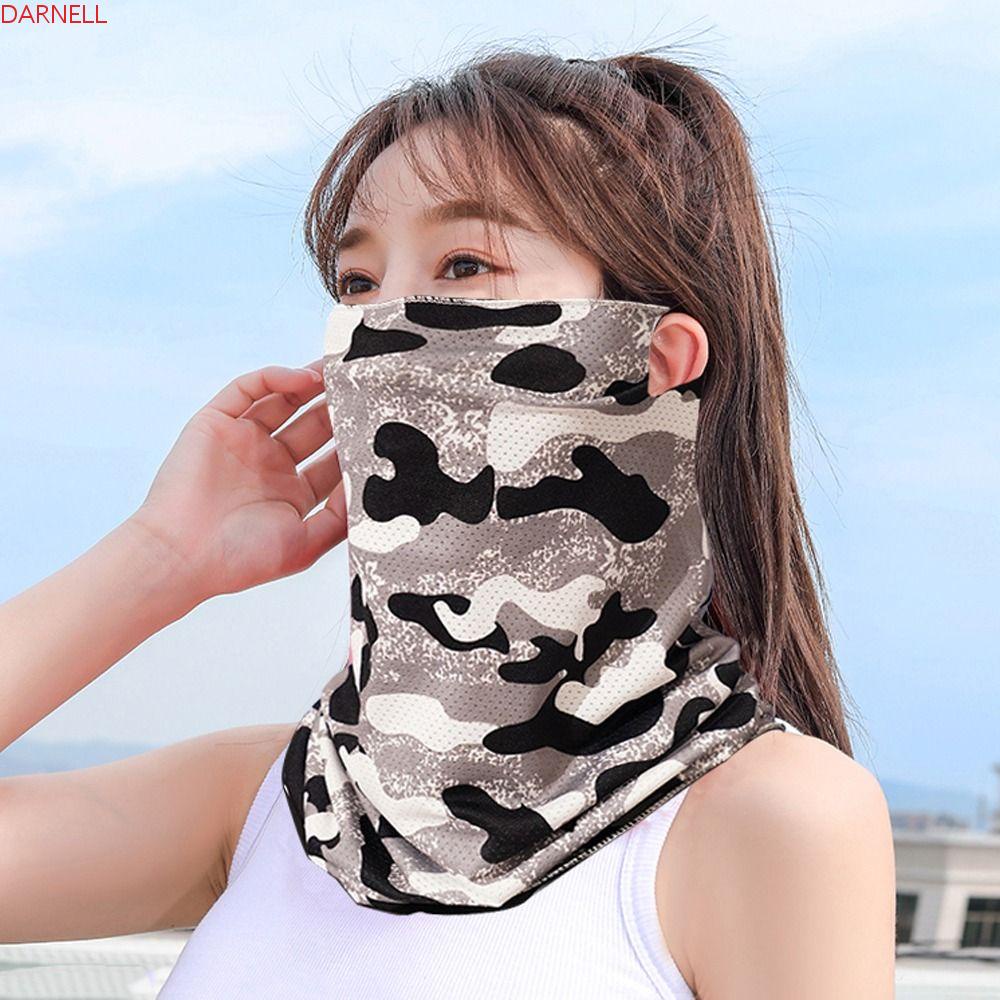 DARNELL Khẩu Trang Chống Nắng Bằng Lụa Lạnh Họa Tiết Rằn Ri Có Thể Điều Chỉnh
