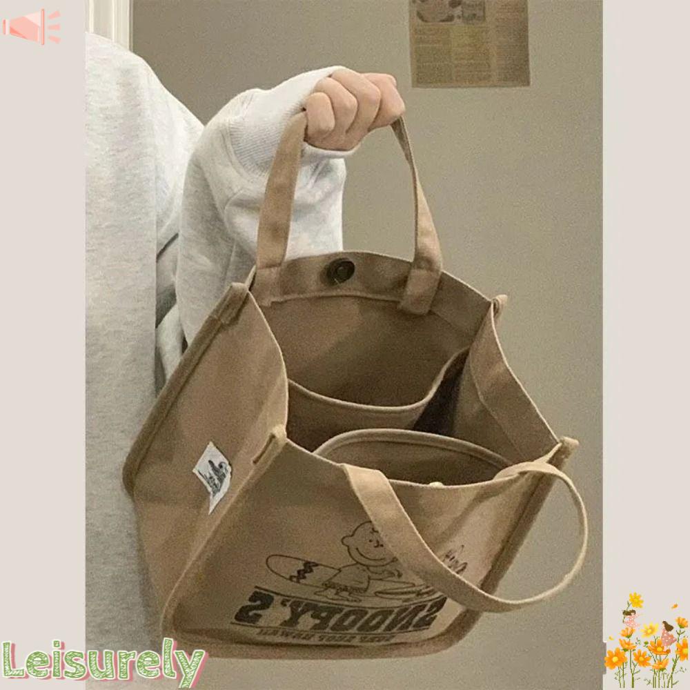 LEILY Túi Xách Canvas Cỡ Lớn In Họa Tiết Hoạt Hình Cho Nữ