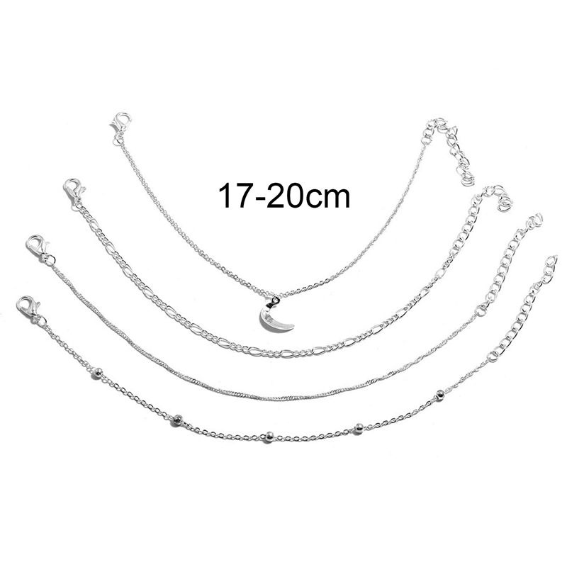 Ygt SET 4 Lắc Chân Nhiều Lớp Đính Hạt Pha Lê Phong Cách Boho Cho Nữ