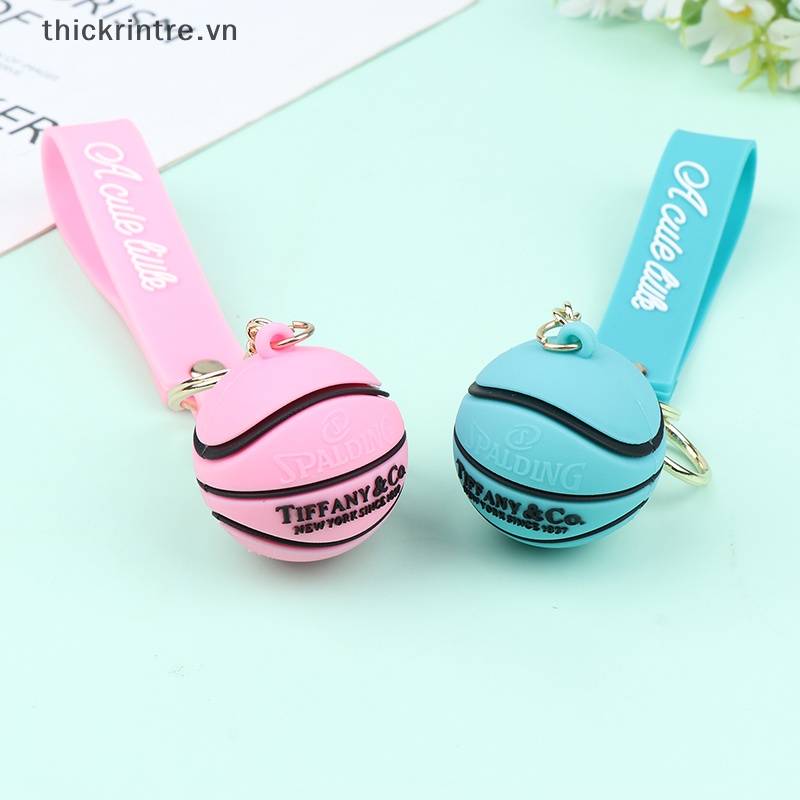 1 Móc Khóa Cao Su PVC Mềm Hình Quả Bóng Rổ 3D