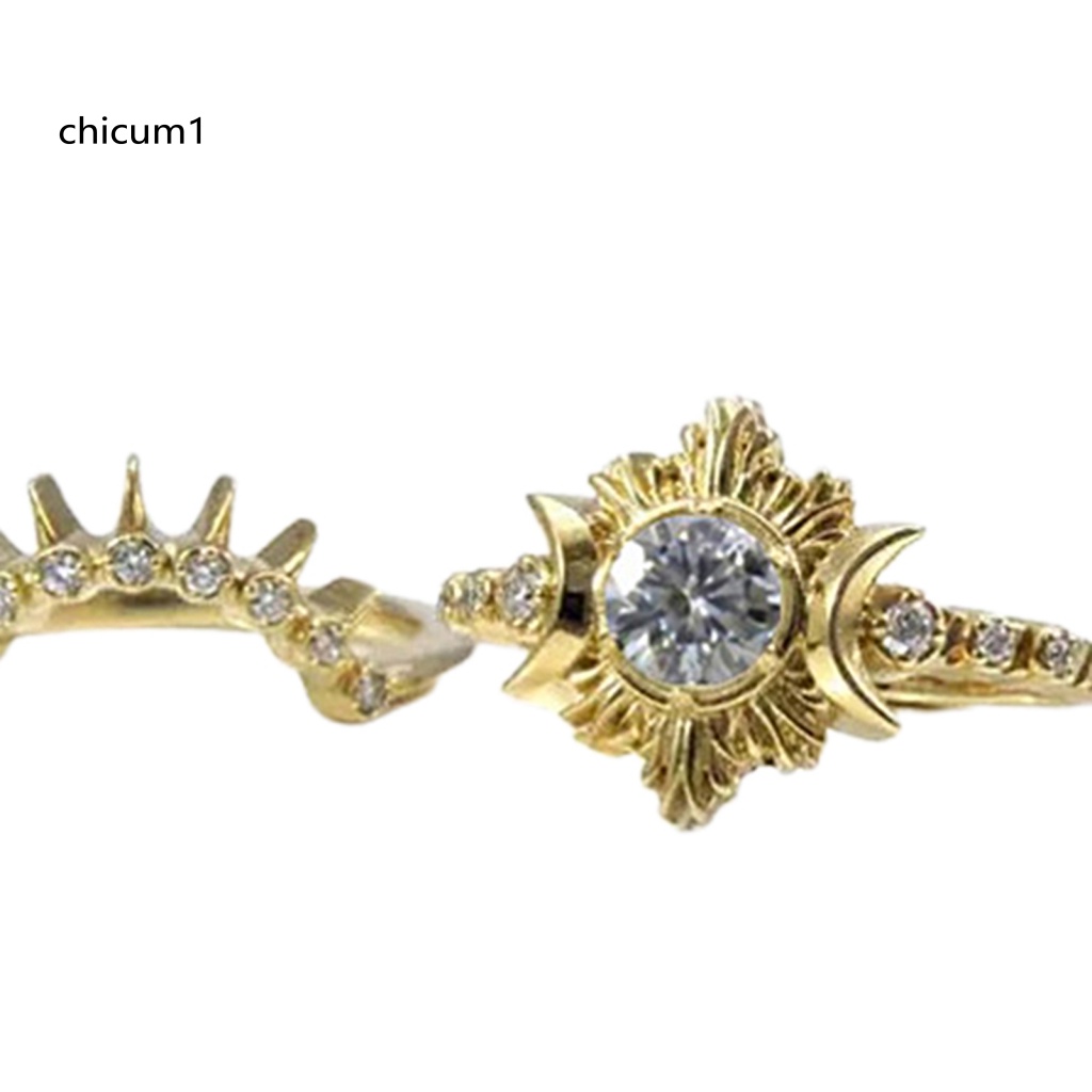 Set 3 Nhẫn Hợp Kim Nhiều Kiểu Dáng Phong Cách Bohemian