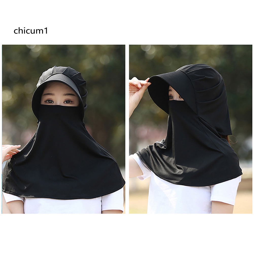Mũ Che Mặt Vành Rộng Chống Tia UV Màu Trơn Có Thể Gấp Gọn Dành Cho Người Lớn Và Trẻ Em