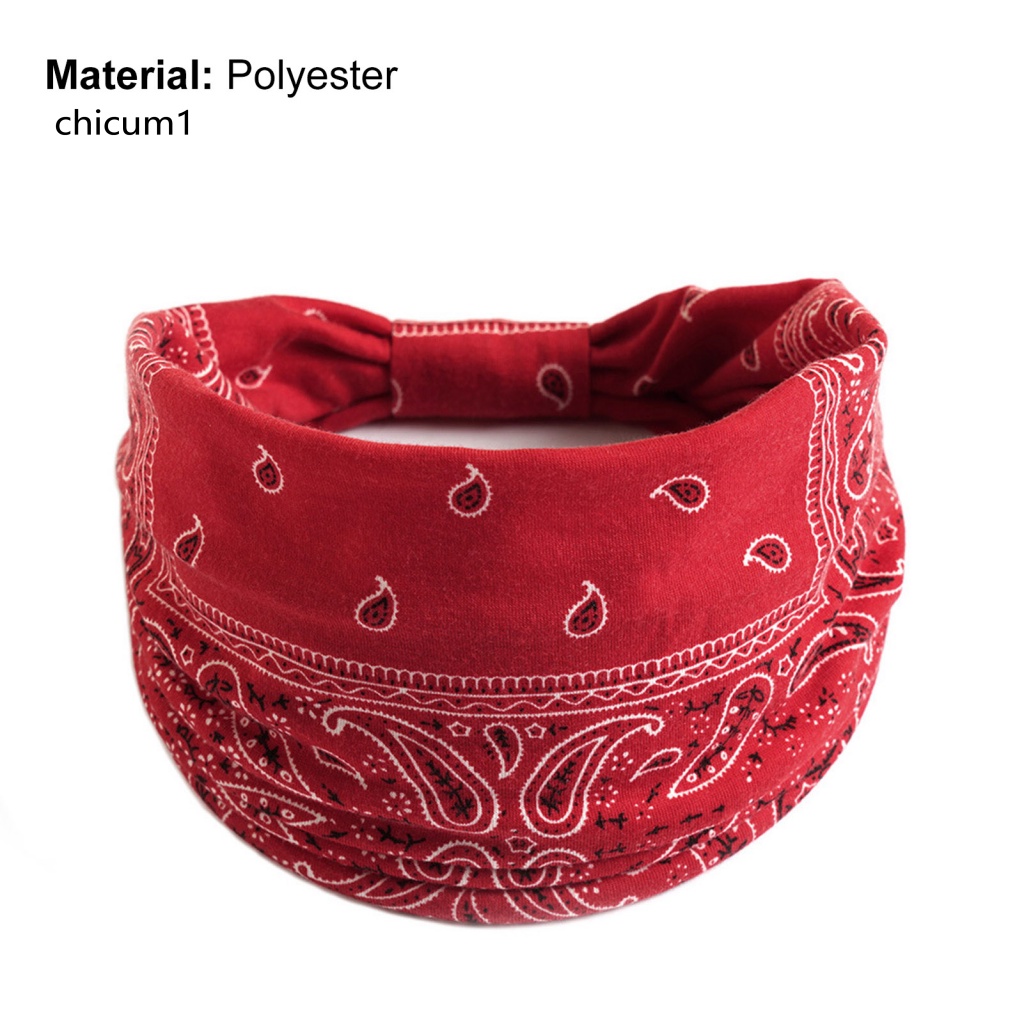 Băng Đô Cài Tóc Bản Rộng Chống Trượt Thấm Hút Mồ Hôi In Họa Tiết Hoa Phong Cách Bohemia Cho Nữ