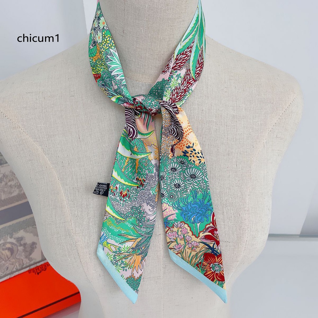 Khăn Choàng Cổ Kiêm Túi Xách Bằng Lụa In Họa Tiết Hoa Nhiều Màu Sang Trọng Thời Trang Cho Nữ