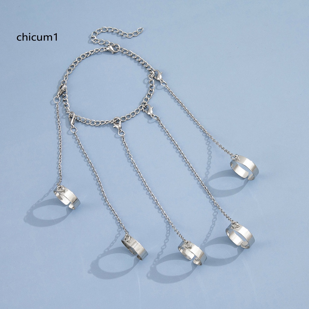 Vòng Tay Kèm Nhẫn Dạng Mở Phong Cách Punk Unisex