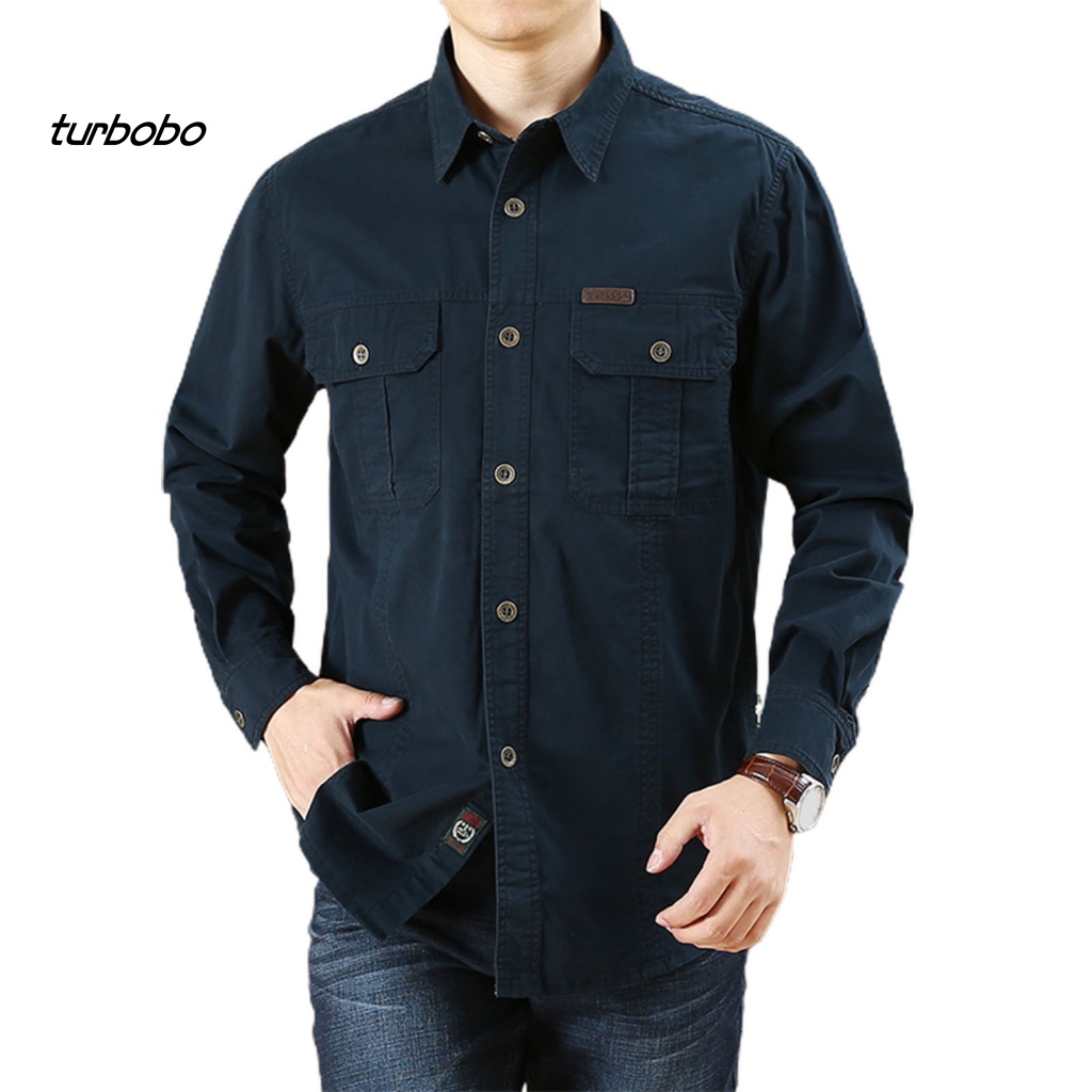 Áo Sơ Mi Nhiều Túi Màu Trơn Chống Mòn Thời Trang Cho Nam