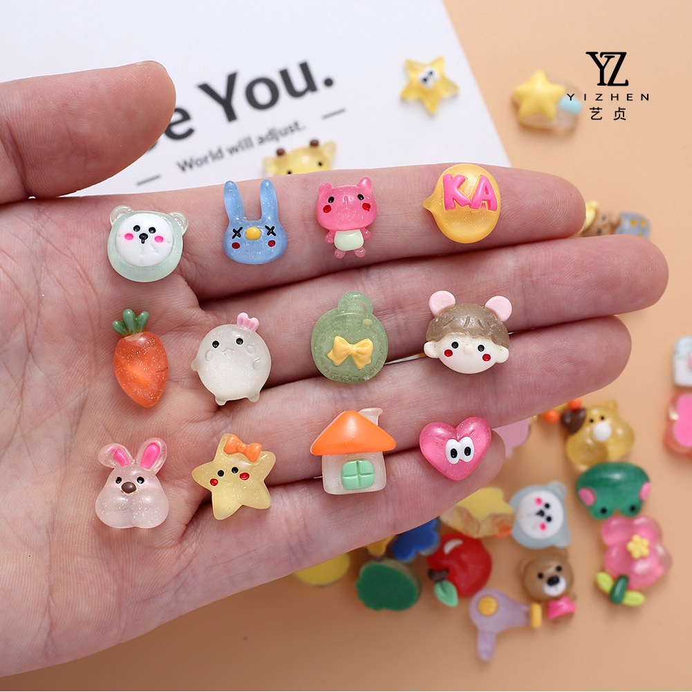 Sticker 2D cute, Charm 3D nổi dễ thương có sẵn keo dán bình nước, ly nước, kệ đựng bút