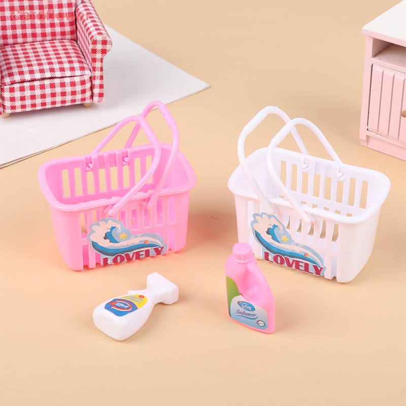 1 Bộ Giỏ Đựng Đồ Giặt Bằng Sắt Cho Nhà Búp Bê Mới