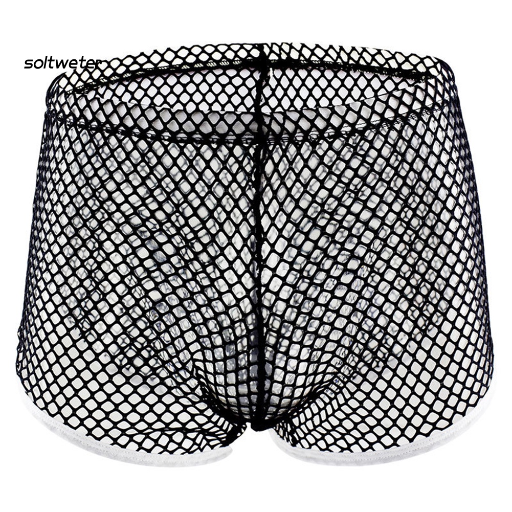 Quần Lót Boxer Lưng Thấp Phối Lưới Thoáng Khí Thời Trang Quyến Rũ Cho Nam