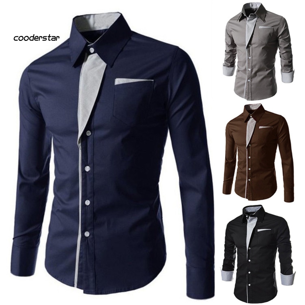 Áo Sơ Mi Dài Tay Cổ Đứng Phối Nút Thời Trang Dành Cho Nam