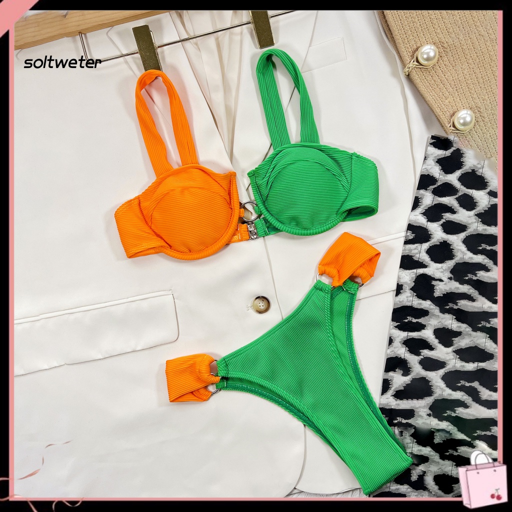 Bộ Bikini 2 Mảnh Hở Lưng Có Mút Đệm Màu Sắc Thời Trang Quyến Rũ Cho Nữ