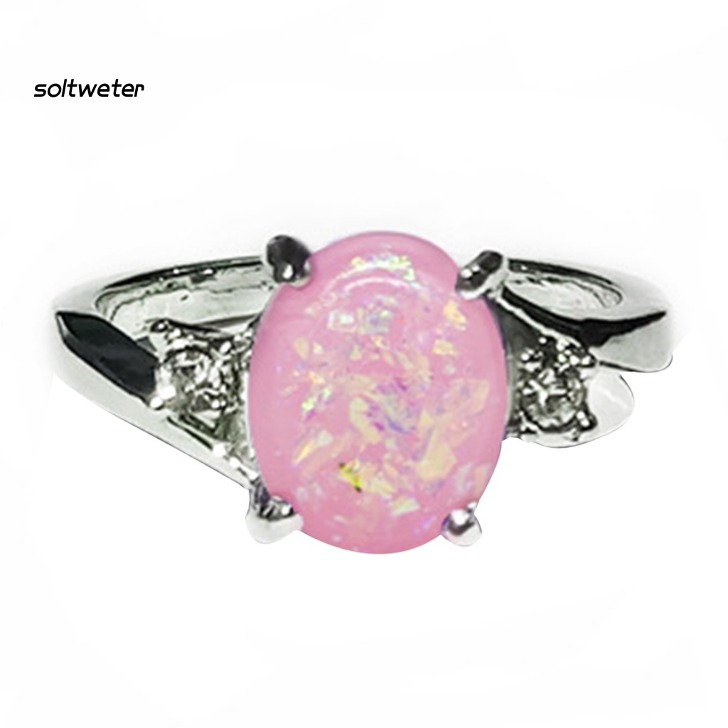 Nhẫn Cưới Đính Đá Opal Nhân Tạo Bằng Đồng Thời Trang Cho Nữ