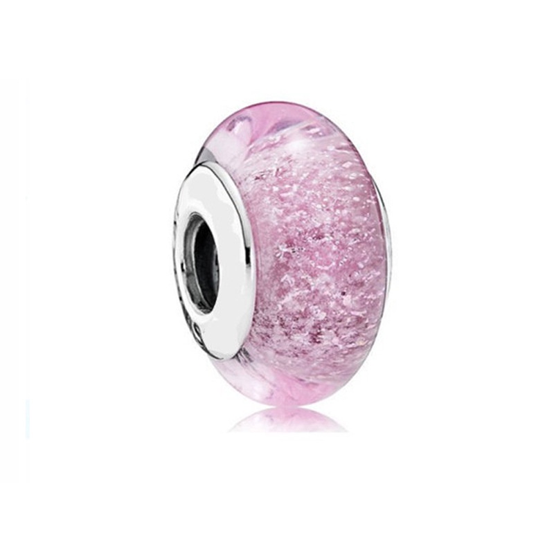 DISNEY Hạt Xâu Chuỗi 925Pandora Murano Hình Trái Tim Màu Cầu Vồng Bằng Thủy Tinh Mạ Bạc 925 Dùng Làm Trang Sức