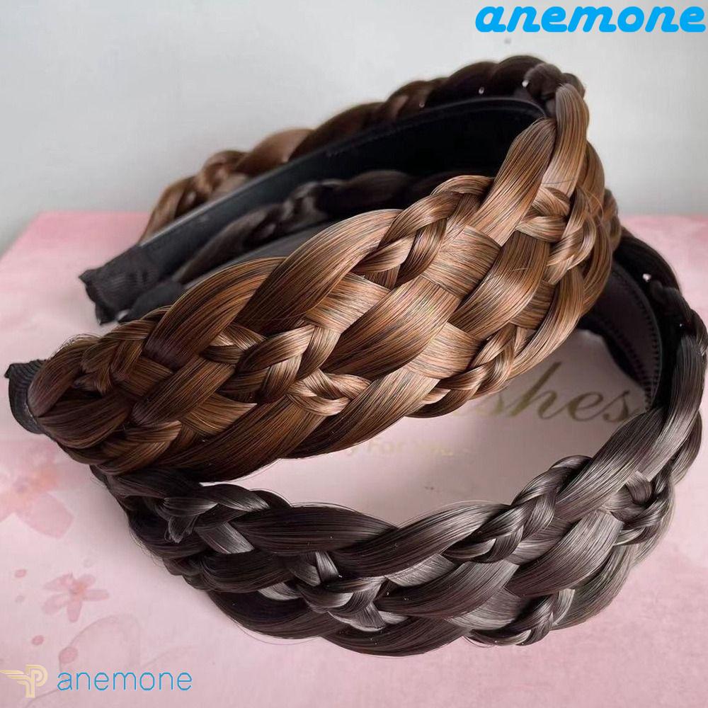ANEMONE Băng Đô Kiểu Tóc Giả Bện Sáu Sợi Xương Cá Cao Không Trượt Rửa Mặt Cho Nữ